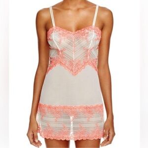 Wacoal Embrace Lace Sheer Embroidered Chemise Slip Cream Peach Size XL